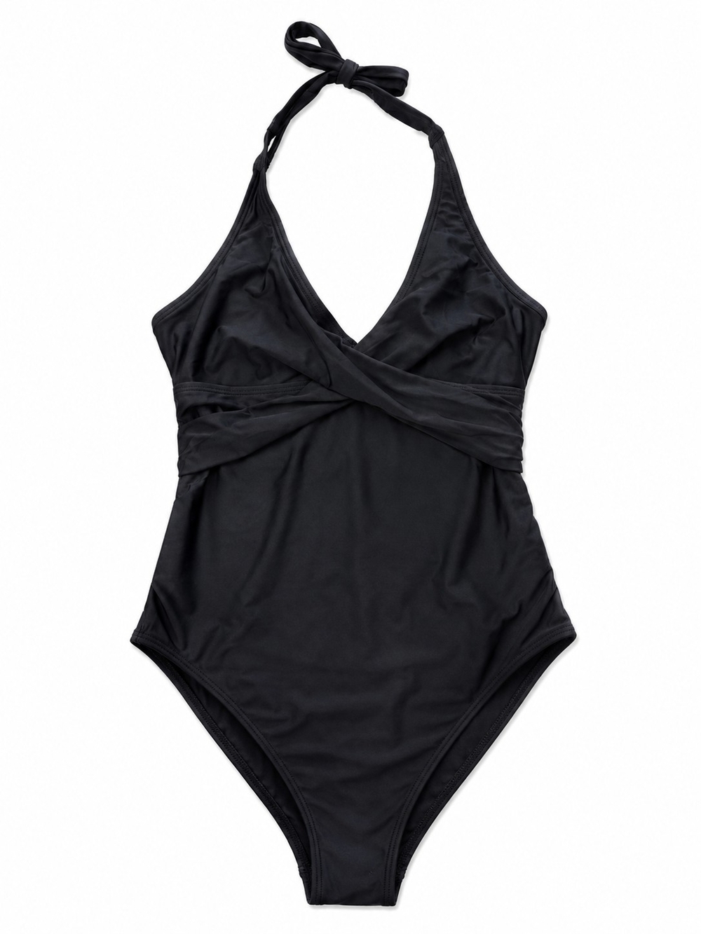 Classic Black Halter One-Piece Swimsuit Size XS